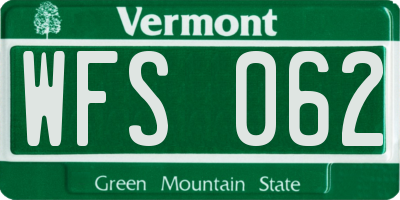 VT license plate WFS062