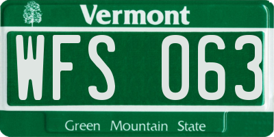 VT license plate WFS063