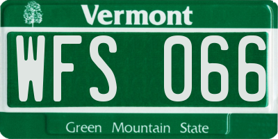 VT license plate WFS066