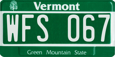 VT license plate WFS067