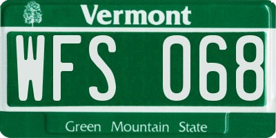VT license plate WFS068