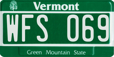 VT license plate WFS069