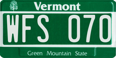 VT license plate WFS070