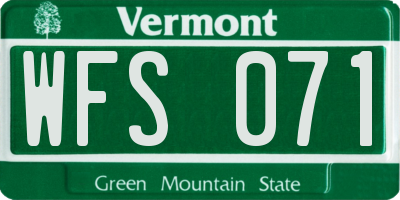 VT license plate WFS071