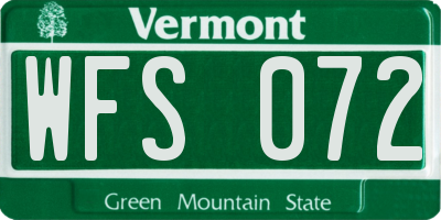 VT license plate WFS072