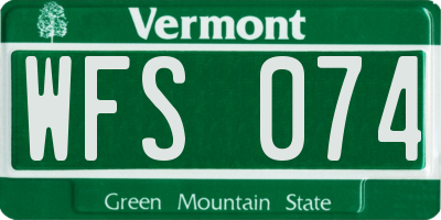 VT license plate WFS074