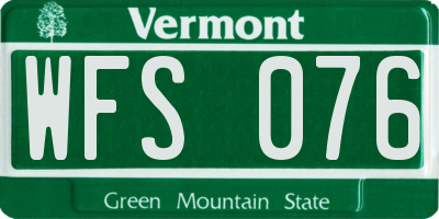 VT license plate WFS076