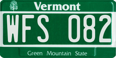 VT license plate WFS082