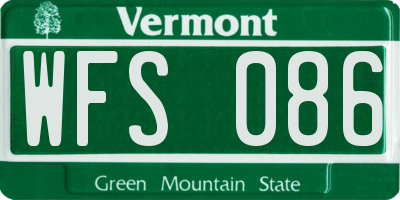 VT license plate WFS086