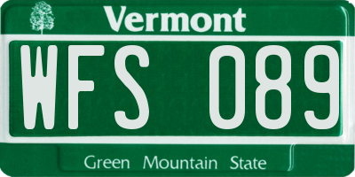 VT license plate WFS089