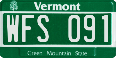 VT license plate WFS091