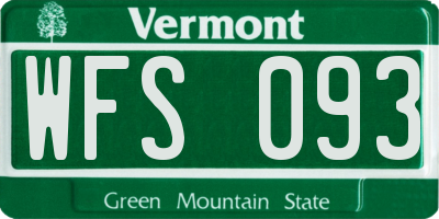VT license plate WFS093