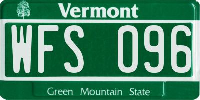 VT license plate WFS096