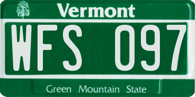 VT license plate WFS097
