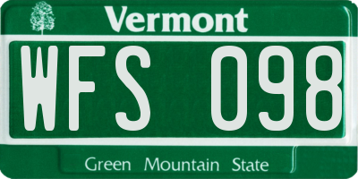 VT license plate WFS098