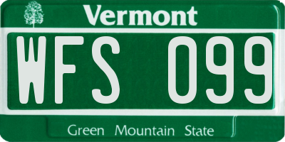 VT license plate WFS099