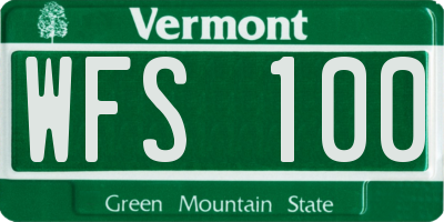 VT license plate WFS100