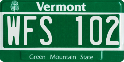 VT license plate WFS102