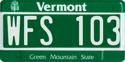 VT license plate WFS103