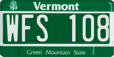 VT license plate WFS108