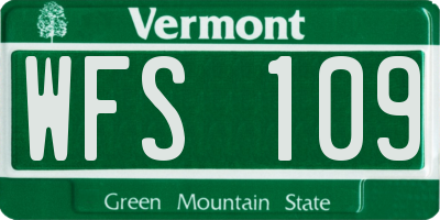 VT license plate WFS109