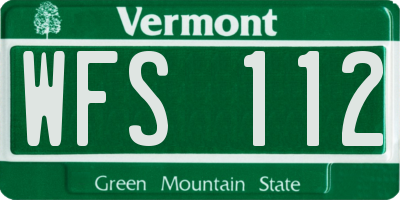 VT license plate WFS112
