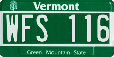 VT license plate WFS116