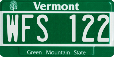 VT license plate WFS122