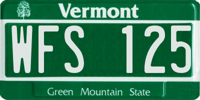 VT license plate WFS125