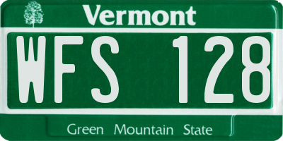 VT license plate WFS128