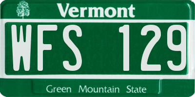 VT license plate WFS129