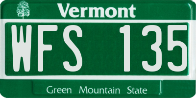 VT license plate WFS135