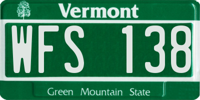 VT license plate WFS138