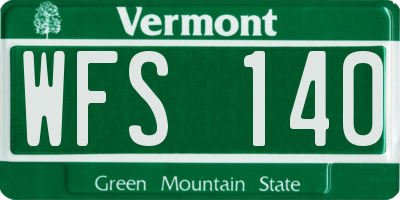 VT license plate WFS140