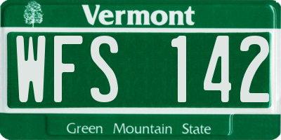 VT license plate WFS142