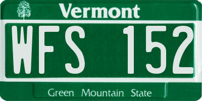 VT license plate WFS152