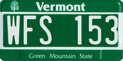 VT license plate WFS153