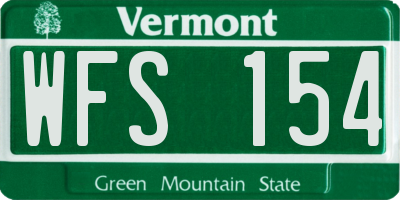 VT license plate WFS154
