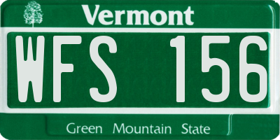 VT license plate WFS156