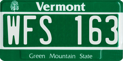 VT license plate WFS163