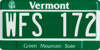 VT license plate WFS172
