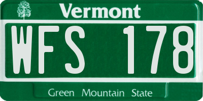 VT license plate WFS178