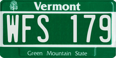 VT license plate WFS179