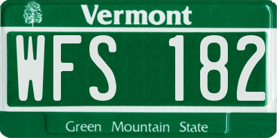 VT license plate WFS182
