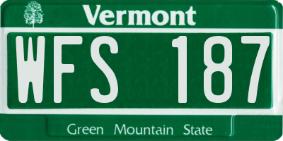 VT license plate WFS187