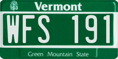 VT license plate WFS191
