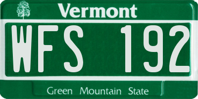 VT license plate WFS192