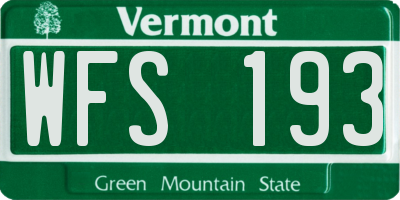 VT license plate WFS193