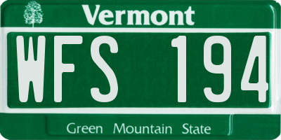 VT license plate WFS194