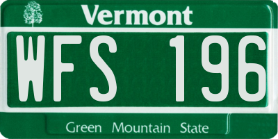 VT license plate WFS196